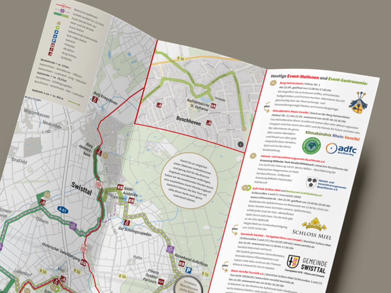 Event-Faltflyer mir innenliegender Radkarte